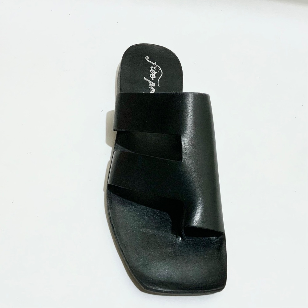 Free People Lander Black Leather Slide Sandal Slip On Flat Mules Summer Shoes 39 - Picture 8 of 9